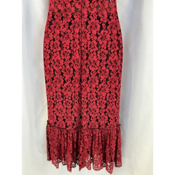 Alexia Admor Red Lace Flounce Midi Dress $265 - Picture 8 of 8